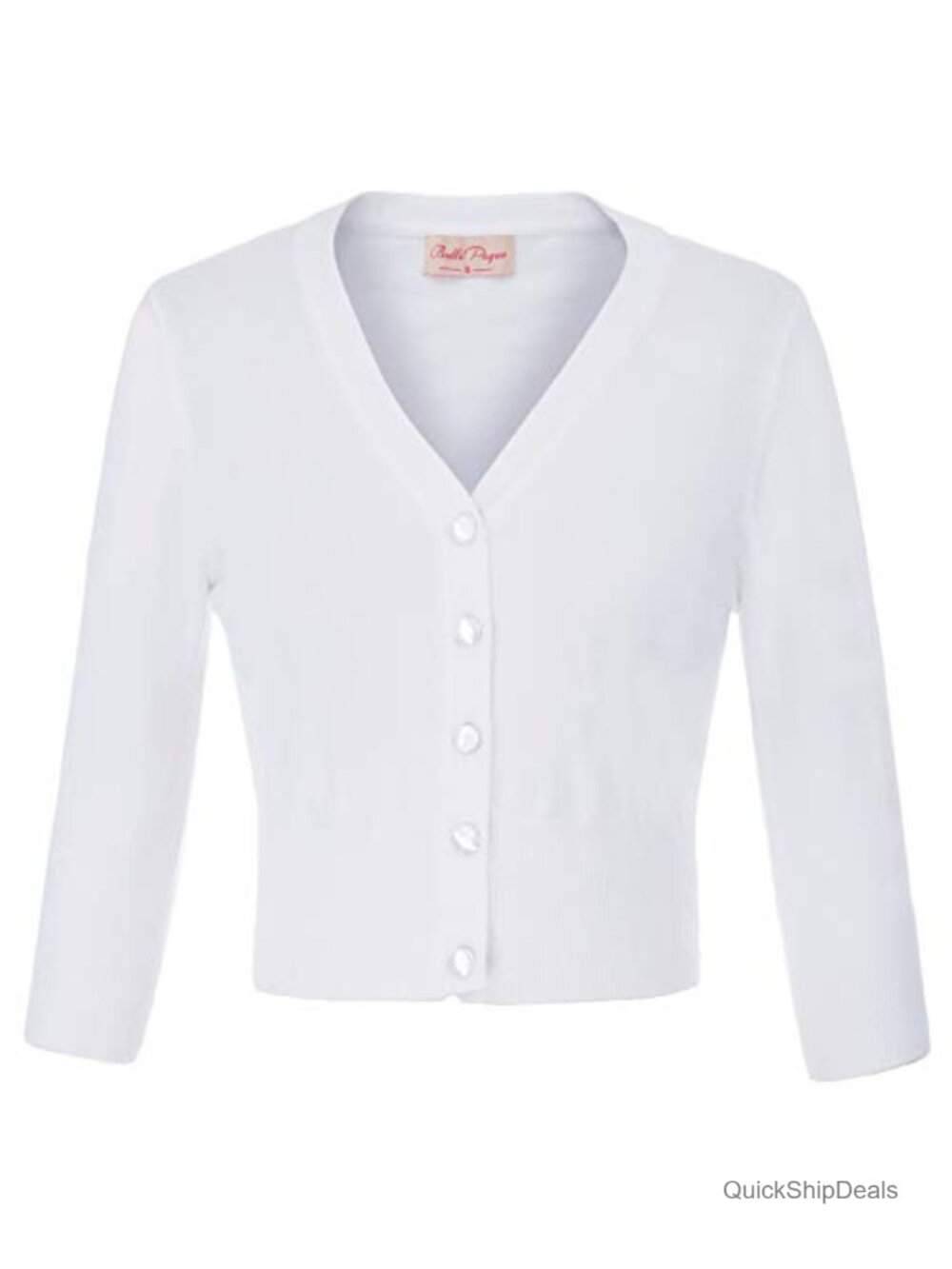 Women's Cropped Cardigan Shrug 3/4 Sleeve Button Down Knit Sweater V-Neck